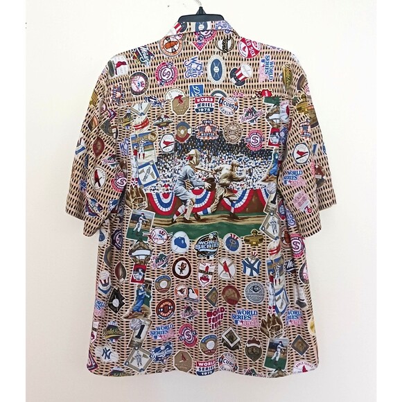 Reyn Spooner MLB World Series Button Front Aloha Shirt All Over Print Sz M - Picture 4 of 9
